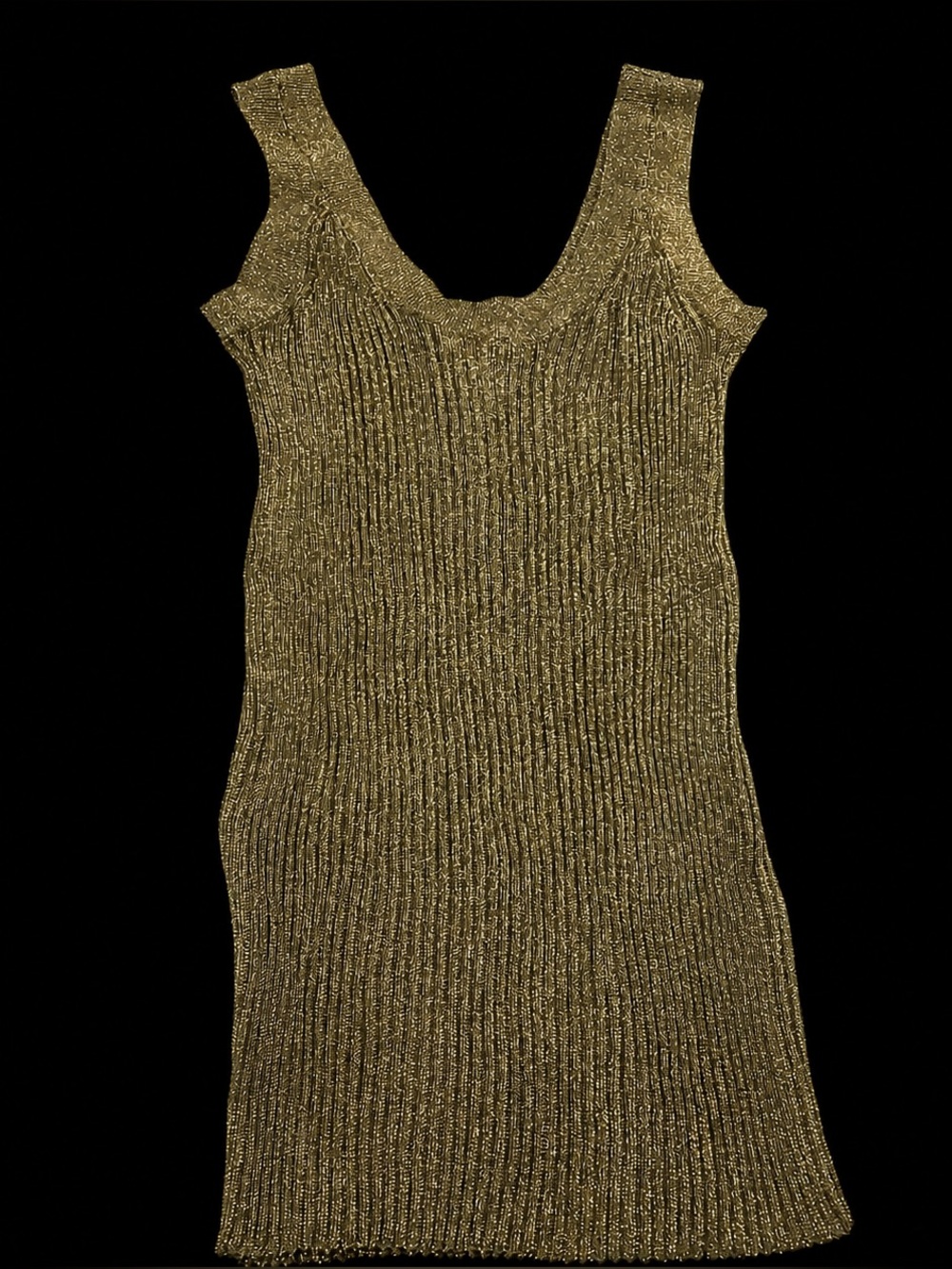 Reiss Shinny Gold Metallic Ribbed Tank Top XS (0106)